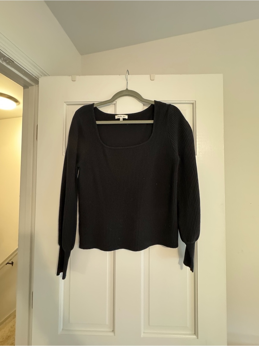 Another Love Black Ribbed Scoop-Neck Long Sleeve Sweater